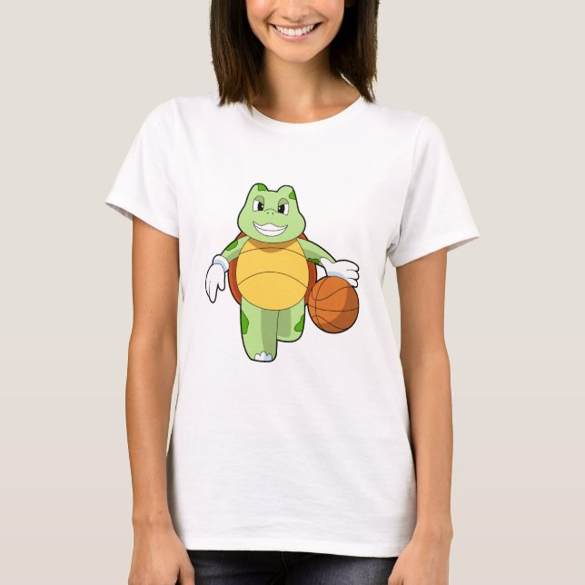 Camiseta Tortuga como jugador de baloncesto con baloncesto. (Anverso)