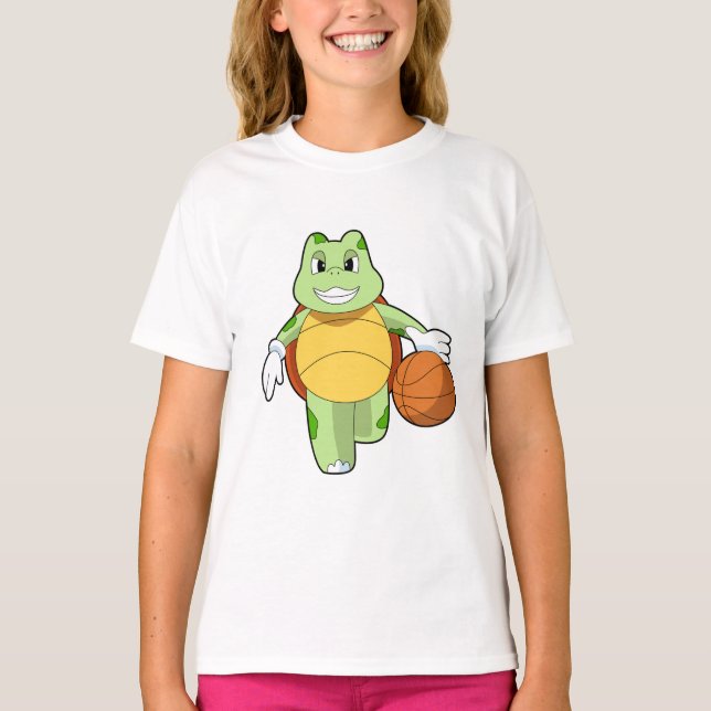 Camiseta Tortuga como jugador de baloncesto con baloncesto. (Anverso)