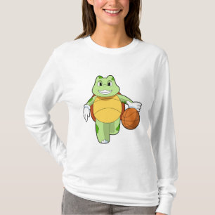 Camiseta Tortuga como jugador de baloncesto con baloncesto.