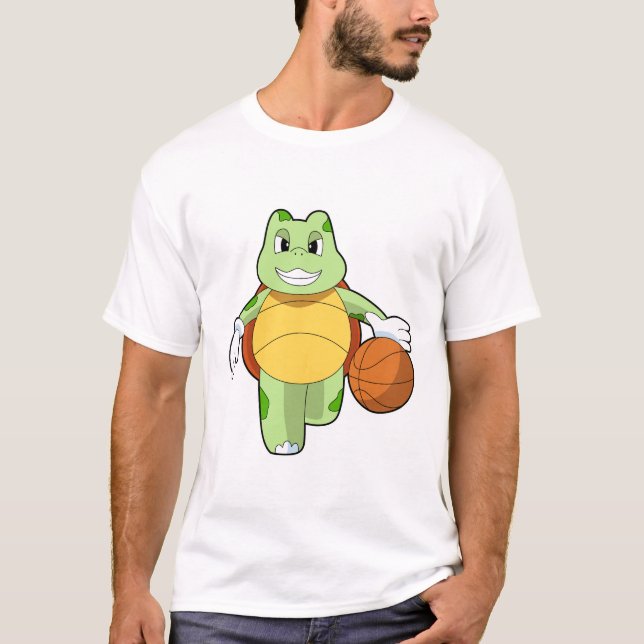 Camiseta Tortuga como jugador de baloncesto con baloncesto. (Anverso)