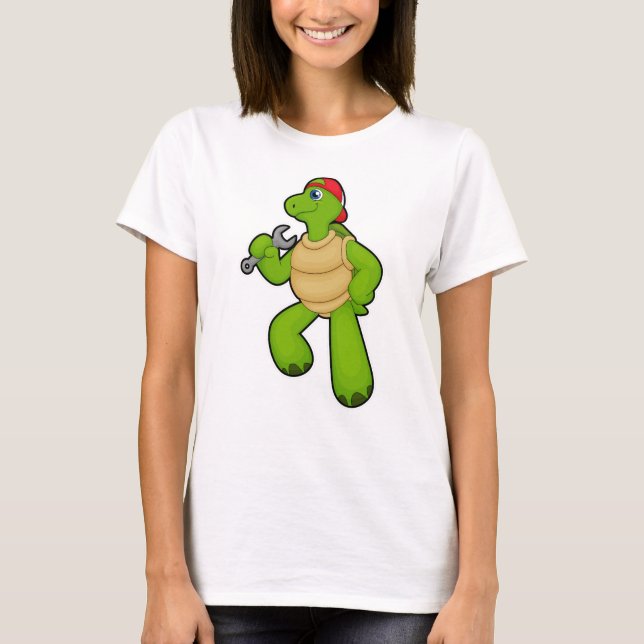 Camiseta Tortuga como mecánica con llave y tapón (Anverso)