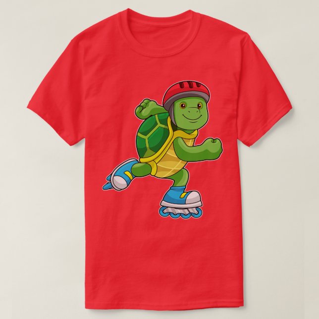 Camiseta Tortuga como patinadora con casco de patines en lí (Diseño del anverso)