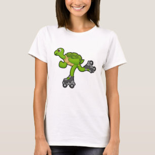 Camiseta Tortuga como patinadora con patines de patinaje