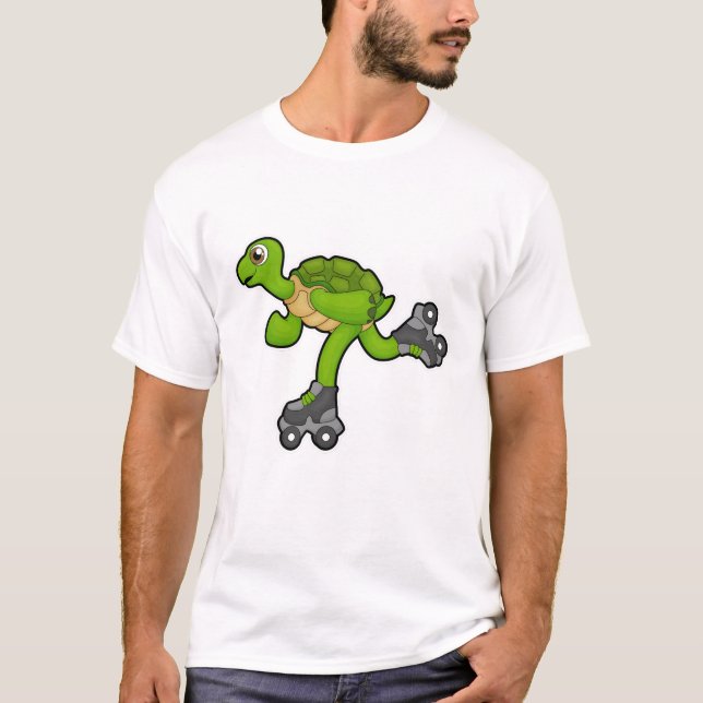 Camiseta Tortuga como patinadora con patines de patinaje (Anverso)