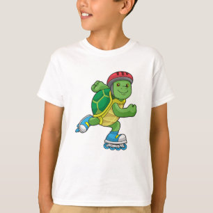 Camiseta Tortuga como patinadora con patines en línea y cas