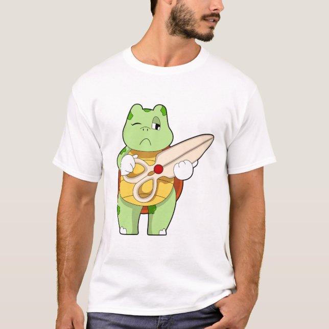 Camiseta Tortuga como peluquero con tijeras (Anverso)