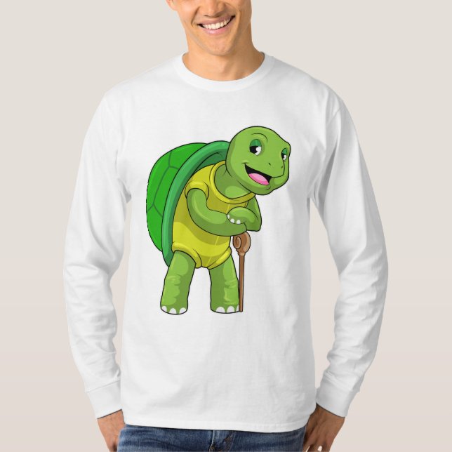 Camiseta Tortuga como pensionista con palo (Anverso)
