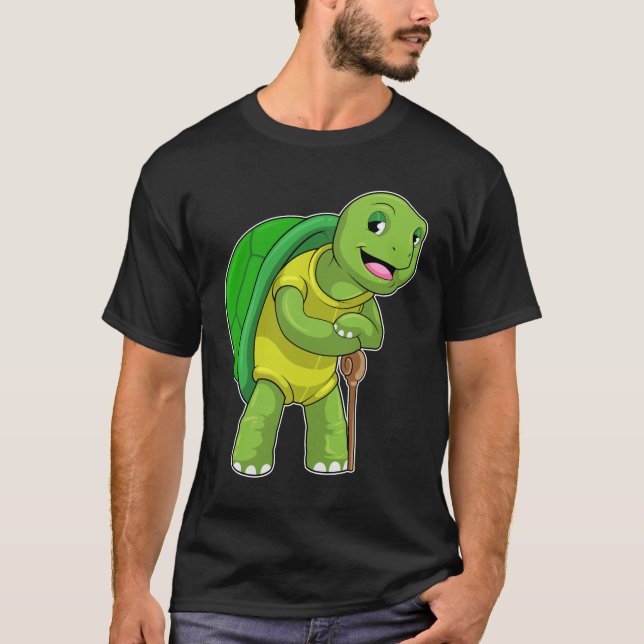 Camiseta Tortuga como pensionista con palo (Anverso)