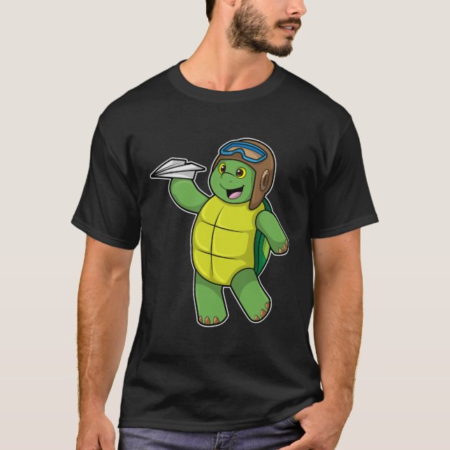 Camiseta Tortuga como piloto con plano de papel (Anverso)