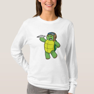 Camiseta Tortuga como piloto con plano de papel