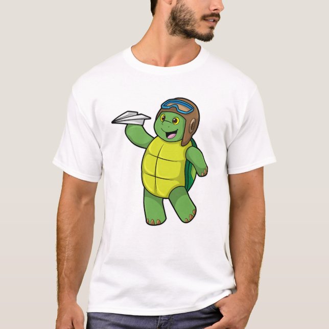 Camiseta Tortuga como piloto con plano de papel (Anverso)