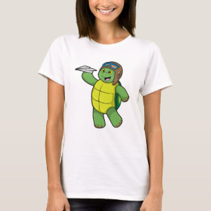 Camiseta Tortuga como piloto con plano de papel