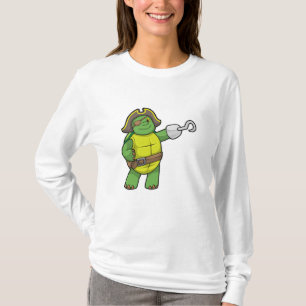 Camiseta Tortuga como pirata con mango y parche de ojos eng