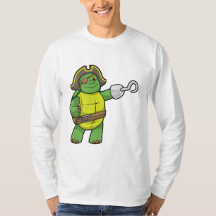Camiseta Tortuga como pirata con mango y parche de ojos eng