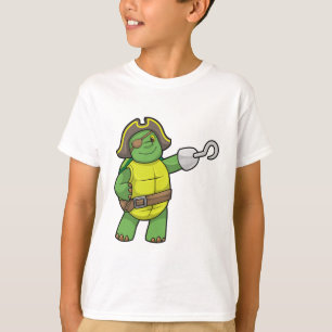 Camiseta Tortuga como pirata con mango y parche de ojos eng
