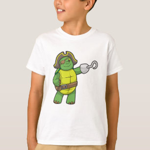 Camiseta Tortuga como pirata con mango y parche de ojos eng
