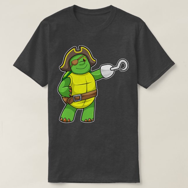 Camiseta Tortuga como pirata con parche de ojos de mano eng (Diseño del anverso)