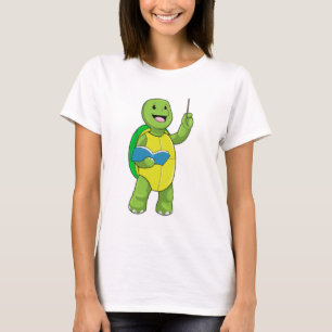 Camiseta Tortuga como profesor con libro y puntero