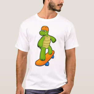 Camiseta Tortuga como Skateboarder con Skateboard y Casco