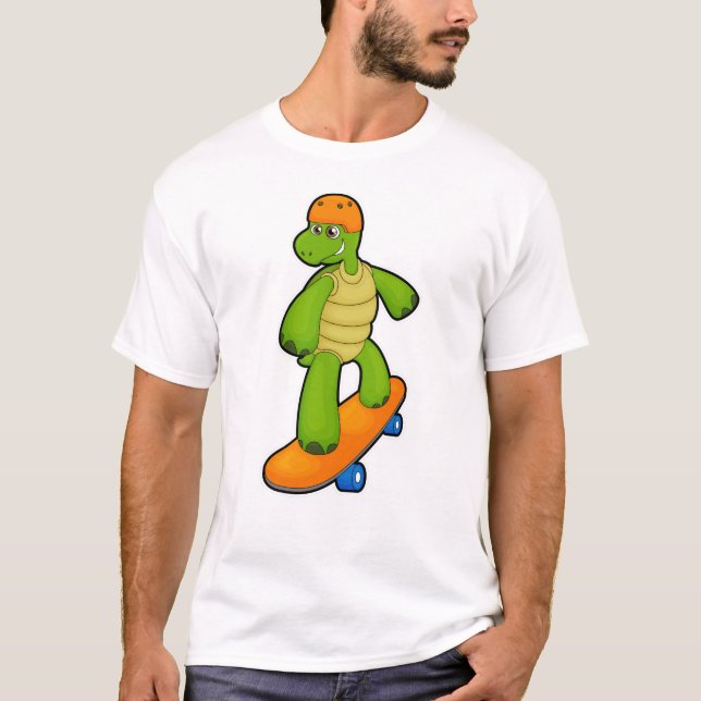 Camiseta Tortuga como Skateboarder con Skateboard y Casco (Anverso)
