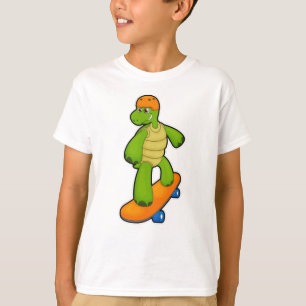 Camiseta Tortuga como Skateboarder con Skateboard y Casco