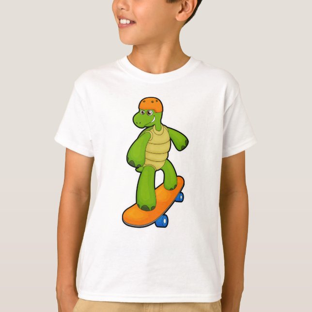 Camiseta Tortuga como Skateboarder con Skateboard y Casco (Anverso)