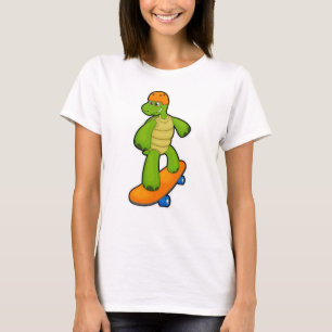 Camiseta Tortuga como Skateboarder con Skateboard y Casco