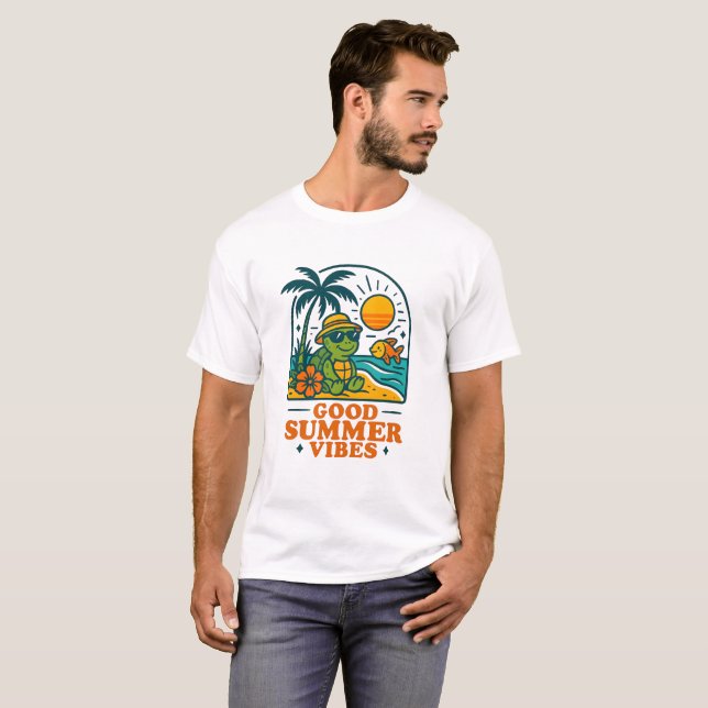 Camiseta tortuga con ánimo de playa (Anverso completo)