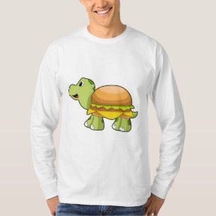 Camiseta Tortuga con caparazón como hamburguesa. PNG