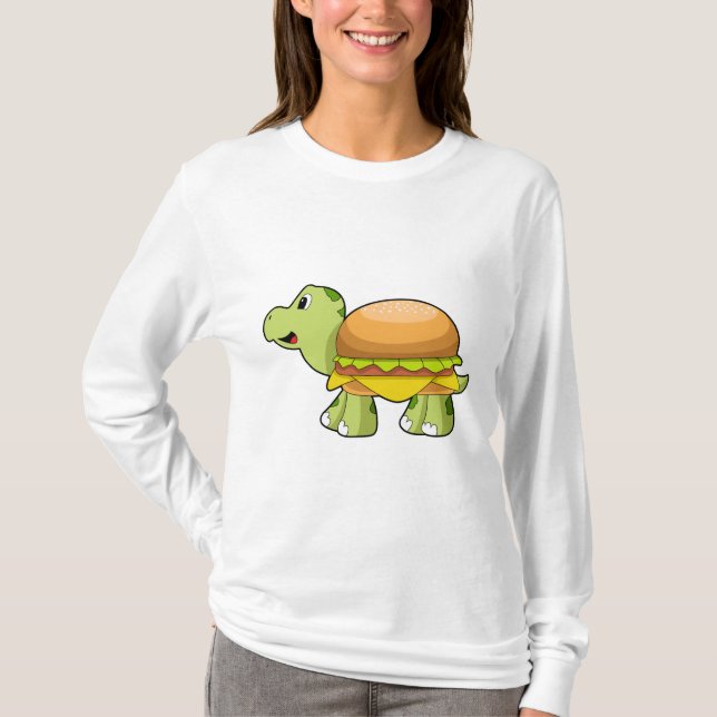 Camiseta Tortuga con caparazón como hamburguesa. PNG (Anverso)