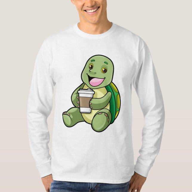 Camiseta Tortuga con caparazón y café a tomar (Anverso)