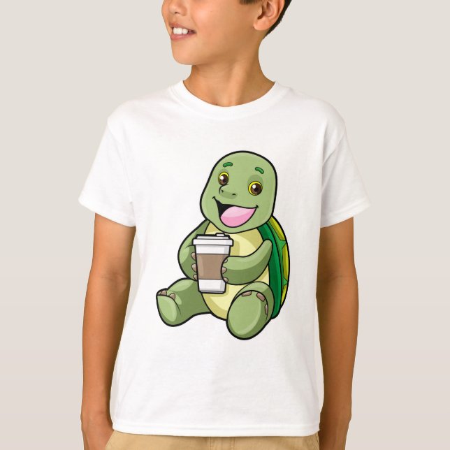 Camiseta Tortuga con caparazón y café a tomar (Anverso)