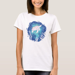 Camiseta Tortuga con corales en el Ilustracion de arte de p