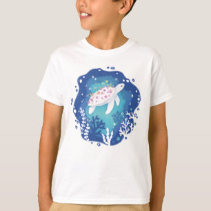 Camiseta Tortuga con corales en el Ilustracion de arte de p