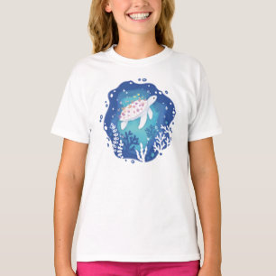 Camiseta Tortuga con corales en el Ilustracion de arte de p