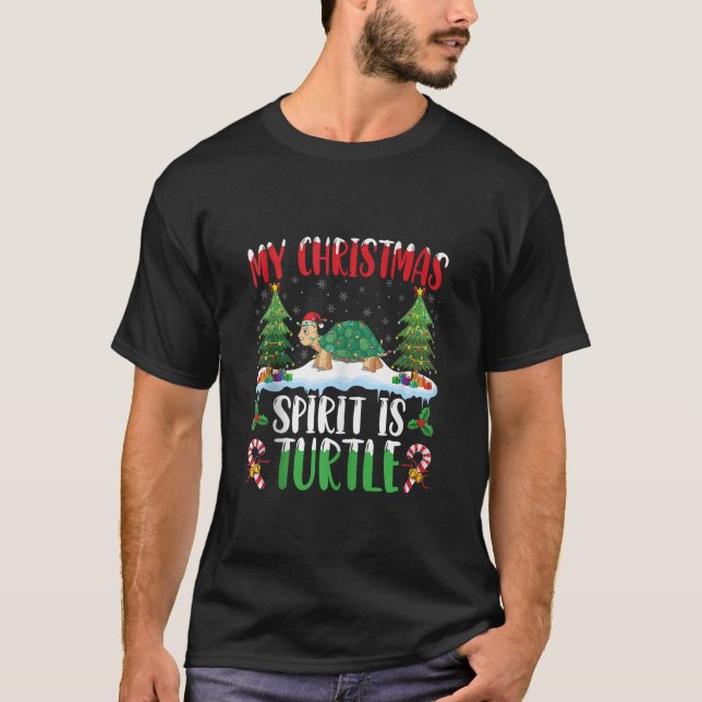 Camiseta Tortuga con el espíritu de los Navidades de Santa  (Anverso)