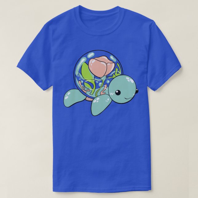 Camiseta tortuga con flor acuario (Diseño del anverso)