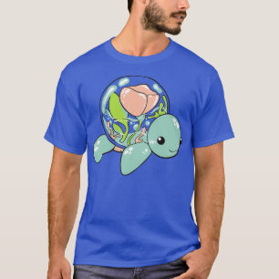 Camiseta tortuga con flor acuario