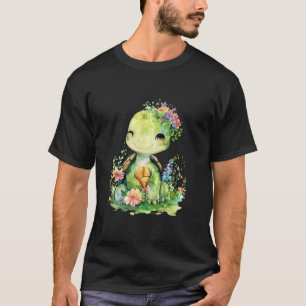 Camiseta tortuga con flores adorables tortugas animales pro