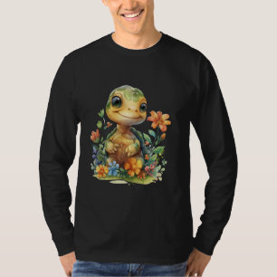 Camiseta tortuga con flores adorables tortugas animales pro