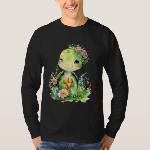 Camiseta tortuga con flores adorables tortugas animales pro