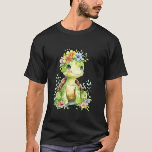 Camiseta tortuga con flores adorables tortugas animales pro