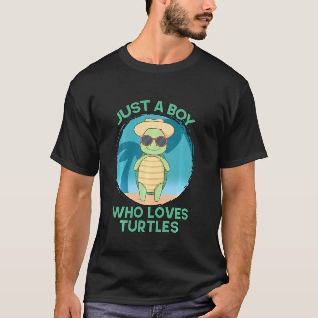 Camiseta Tortuga con gafas de sol Sólo un chico que ama a l (Anverso)