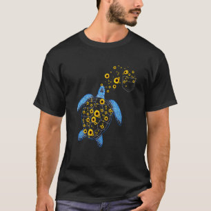 Camiseta Tortuga con girasol Turba Acuarela Océano marino