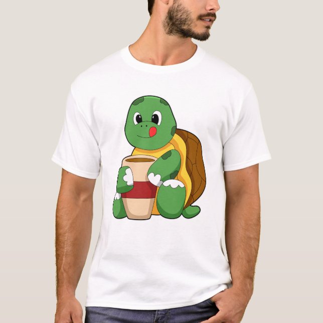 Camiseta Tortuga con taza de café (Anverso)