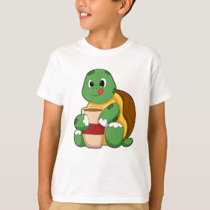 Camiseta Tortuga con taza de café