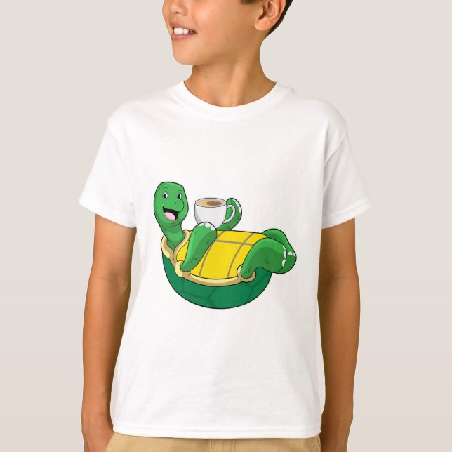 Camiseta Tortuga con taza de café (Anverso)