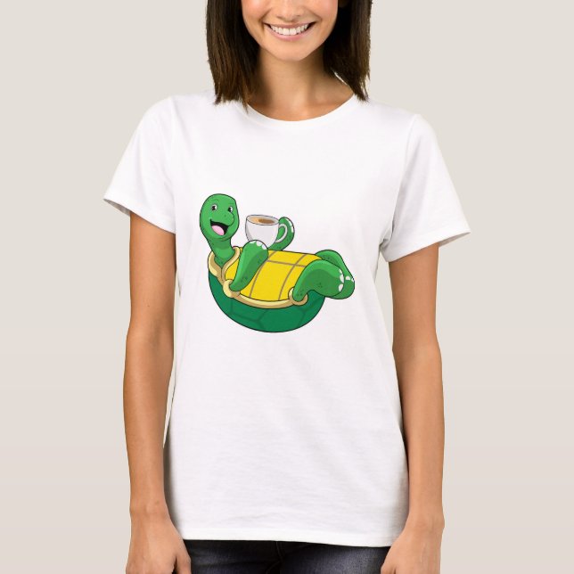 Camiseta Tortuga con taza de café (Anverso)