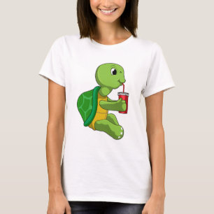 Camiseta Tortuga con taza para beber con paja