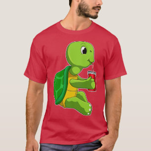 Camiseta Tortuga con taza para beber con paja